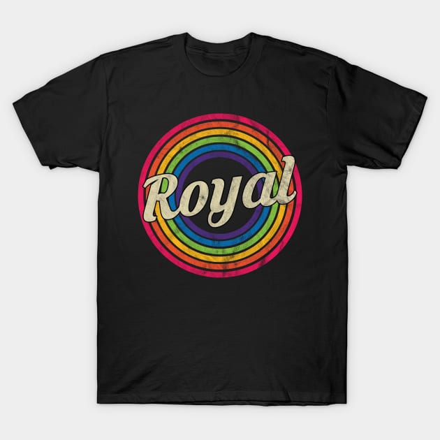 Royal - Retro Rainbow Faded-Style T-Shirt by MaydenArt